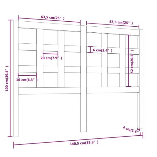 Sengegærde i massivt fyrretræ 140,5 x 4 x 100 cm