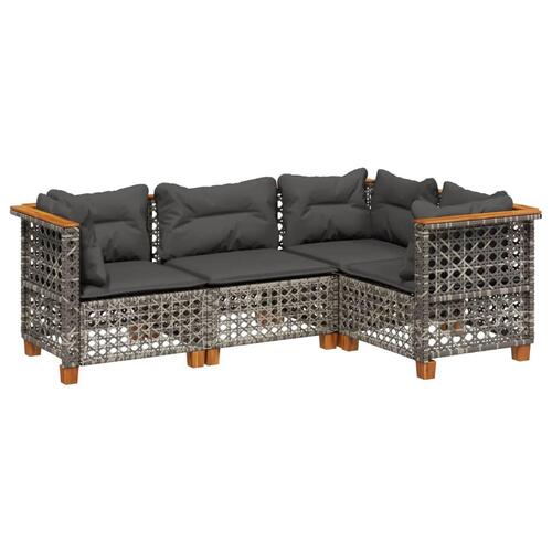 Sofasæt til haven 4 dele med hynder polyrattan grå