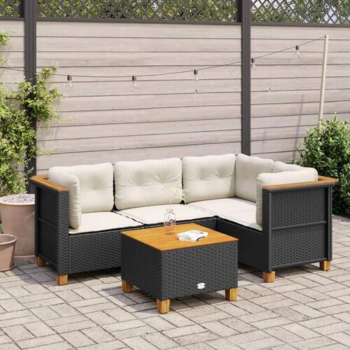 Sofasæt til haven 5 dele med hynder polyrattan sort