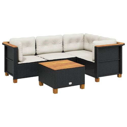 Sofasæt til haven 5 dele med hynder polyrattan sort