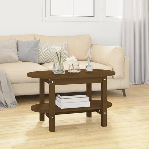 Sofabord 80x45x45 cm massivt fyrretræ gyldenbrun
