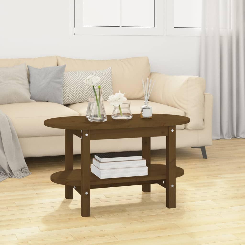 Sofabord 80x45x45 cm massivt fyrretræ gyldenbrun