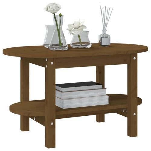 Sofabord 80x45x45 cm massivt fyrretræ gyldenbrun