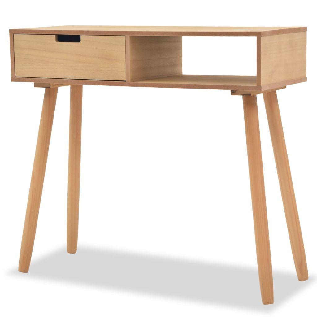 Konsolbord massivt fyrretræ 80 x 30 x 72 cm brun
