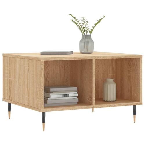 Sofabord 60x50x36,5 cm konstrueret træ sonoma-eg
