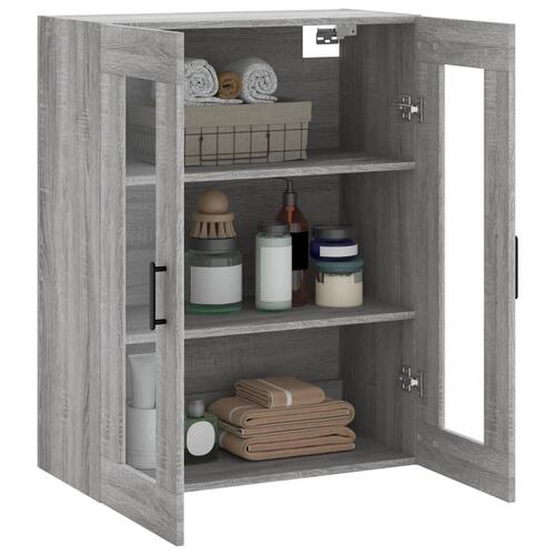 Væghængt skab 69,5x34x90 cm konstrueret træ grå sonoma-eg