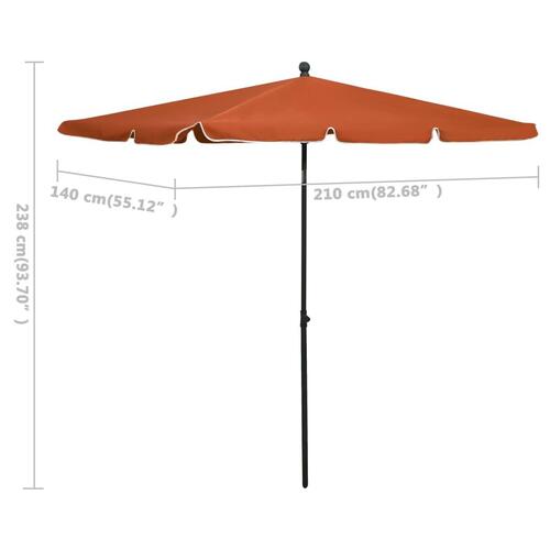 Parasol med stang 210x140 cm terrakotta