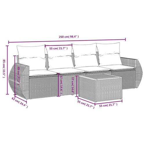 Sofasæt til haven 5 dele med hynder polyrattan beige