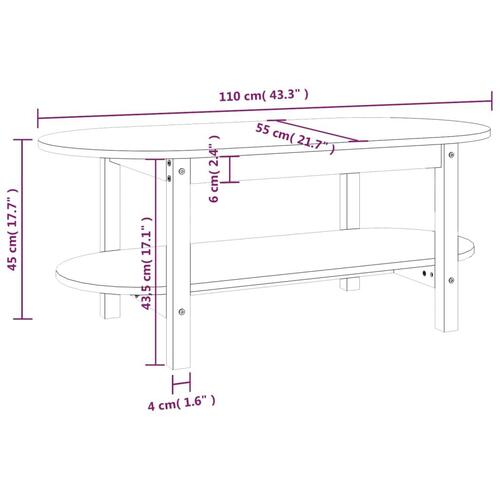 Sofabord 110x55x45 cm massivt fyrretræ