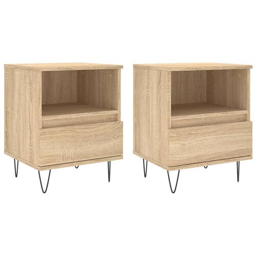 Sengeborde 2 stk. 40x35x50 cm konstrueret træ sonoma-eg