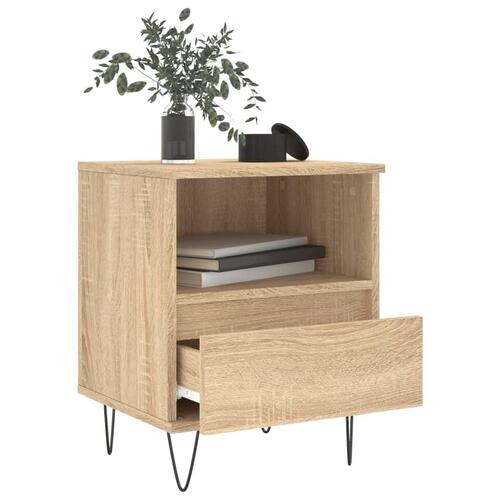Sengeborde 2 stk. 40x35x50 cm konstrueret træ sonoma-eg