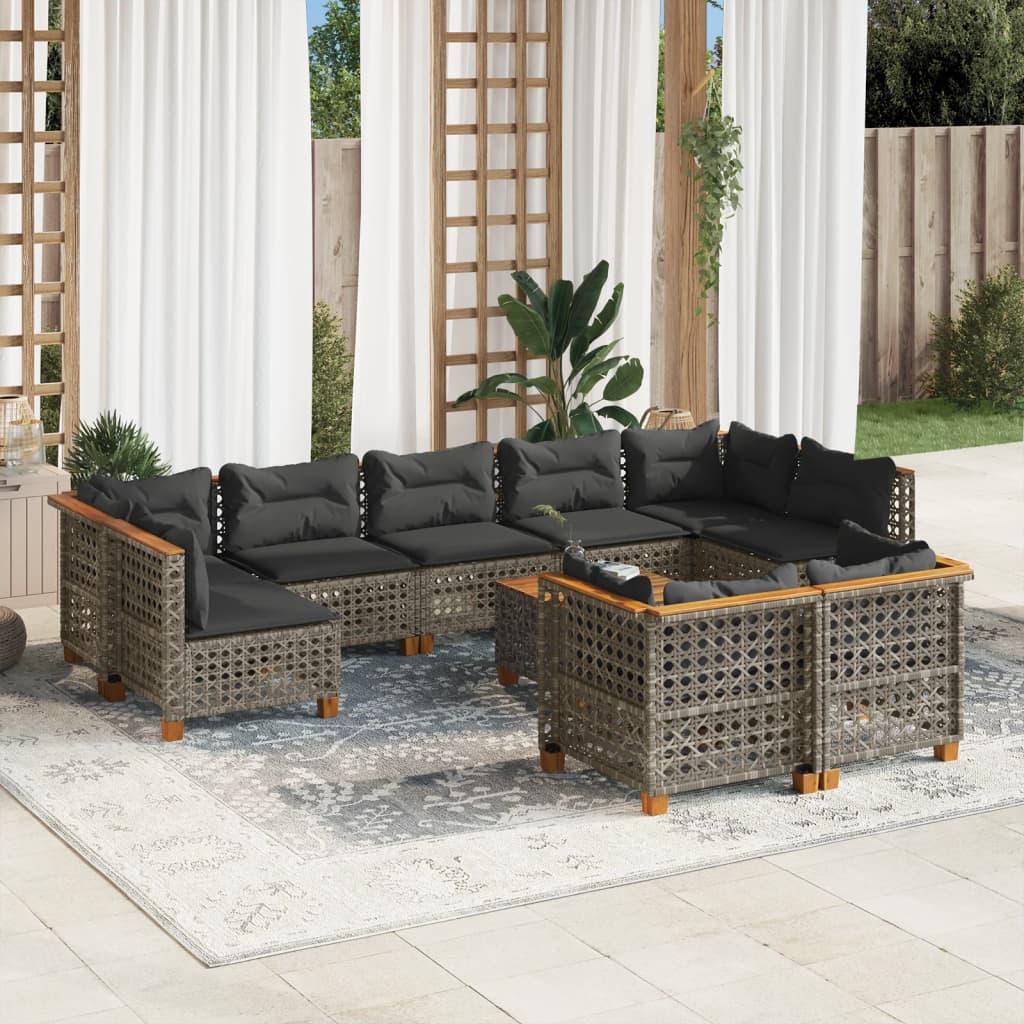 Sofasæt til haven 10 dele med hynder polyrattan grå billede