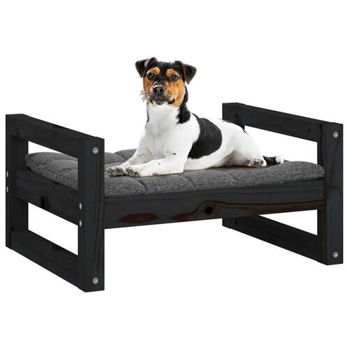 Hundeseng 55,5x45,5x28 cm massivt fyrretræ sort