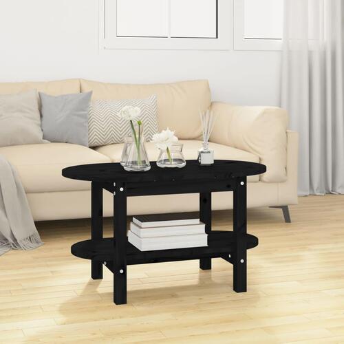 Sofabord 80x45x45 cm massivt fyrretræ sort