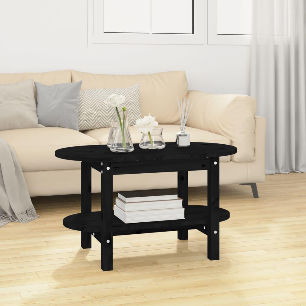 Sofabord 80x45x45 cm massivt fyrretræ sort