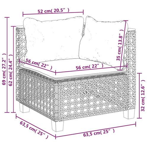 Sofasæt til haven 10 dele med hynder polyrattan grå