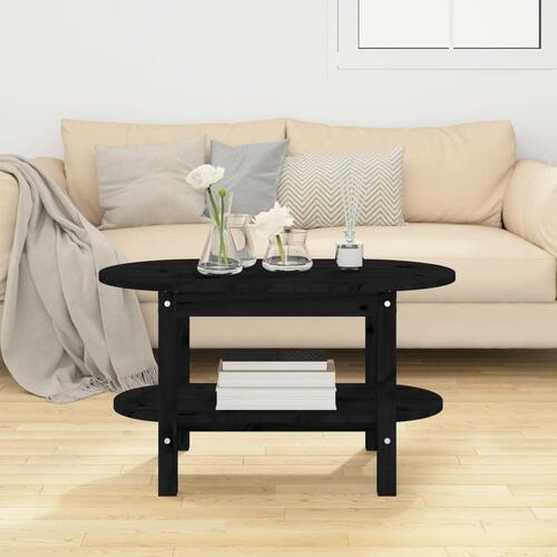 Sofabord 80x45x45 cm massivt fyrretræ sort