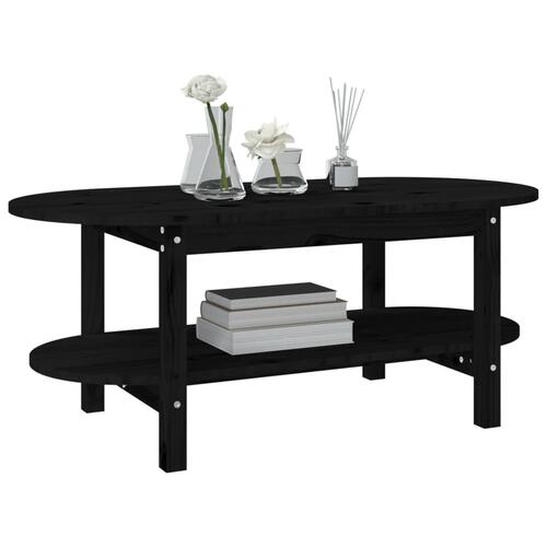 Sofabord 80x45x45 cm massivt fyrretræ sort