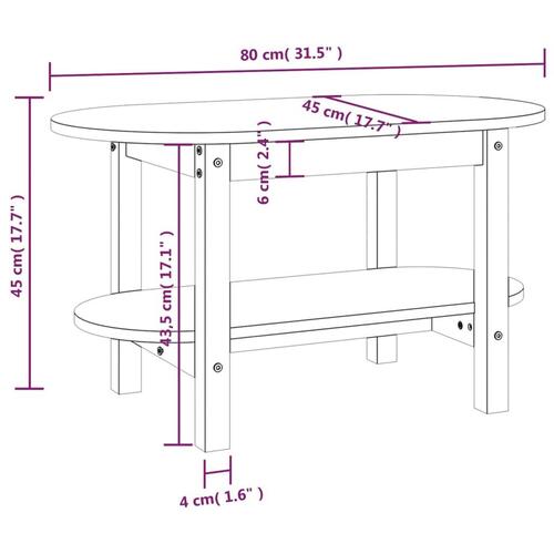 Sofabord 80x45x45 cm massivt fyrretræ sort