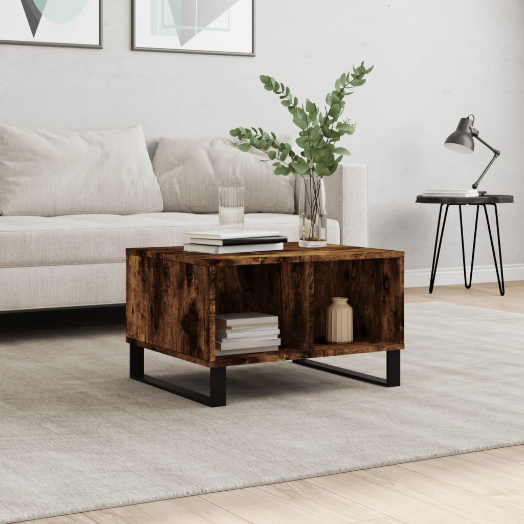 Sofabord 60x50x36,5 cm konstrueret træ røget egetræsfarve