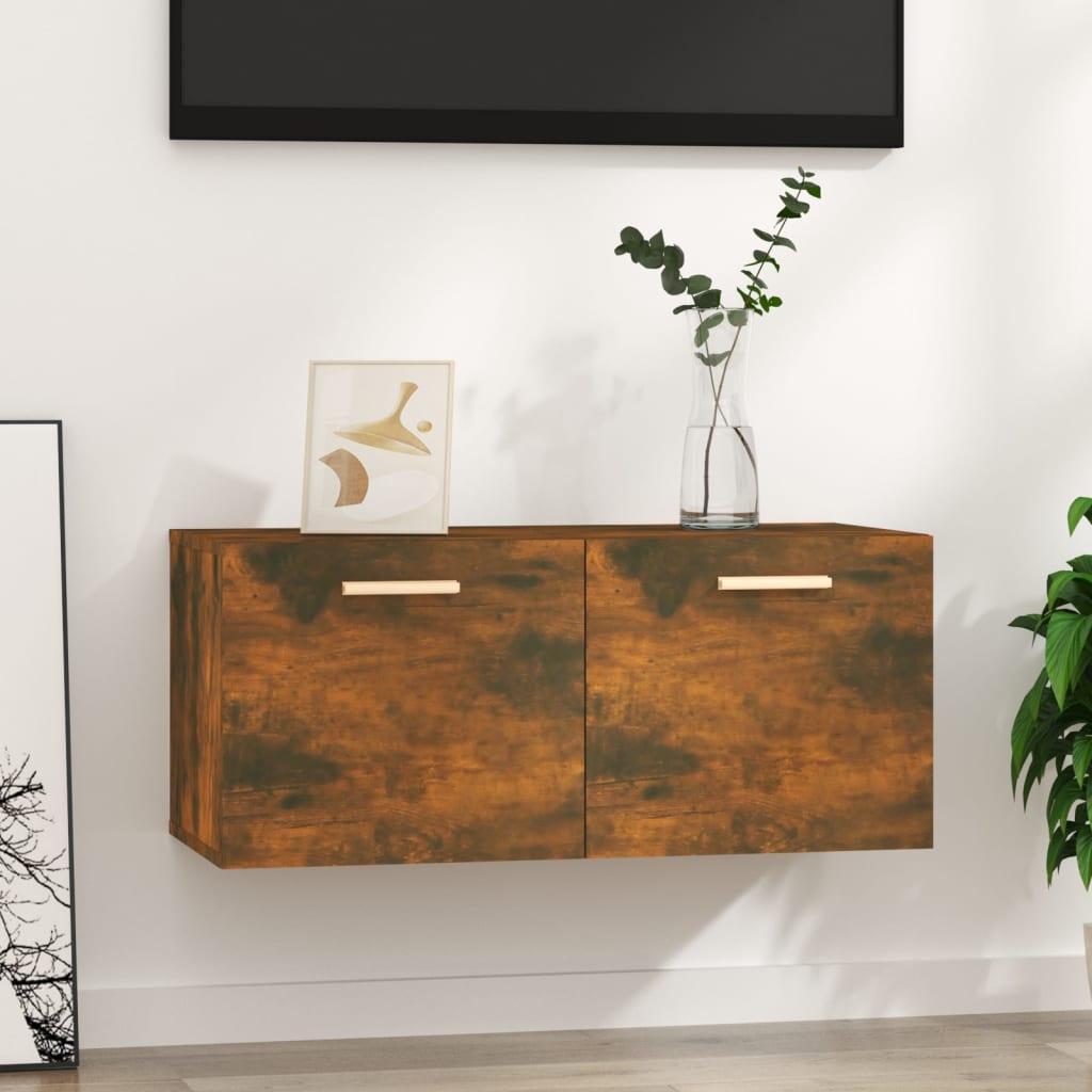 Vægskab 80x35x36,5 cm konstrueret træ røget egetræ
