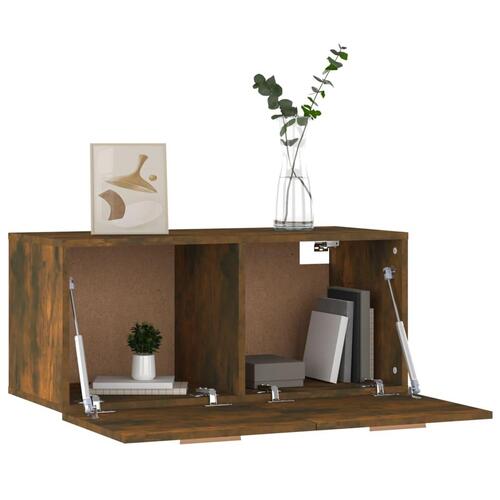 Vægskab 80x35x36,5 cm konstrueret træ røget egetræ