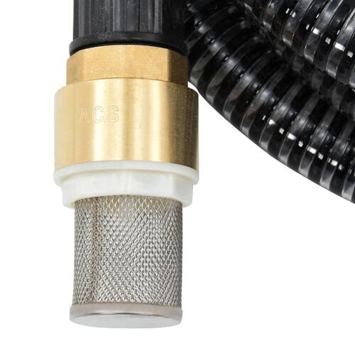 Sugeslange med messingkoblinger 1,1" 25 m PVC sort