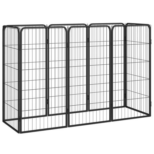 8-panels hundegård 50x100 cm pulverlakeret stål sort