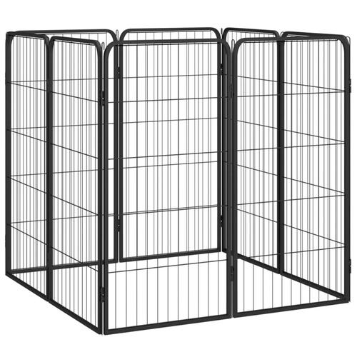 8-panels hundegård 50x100 cm pulverlakeret stål sort