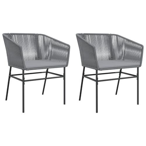 Havestole 2 stk. med hynder polyrattan grå