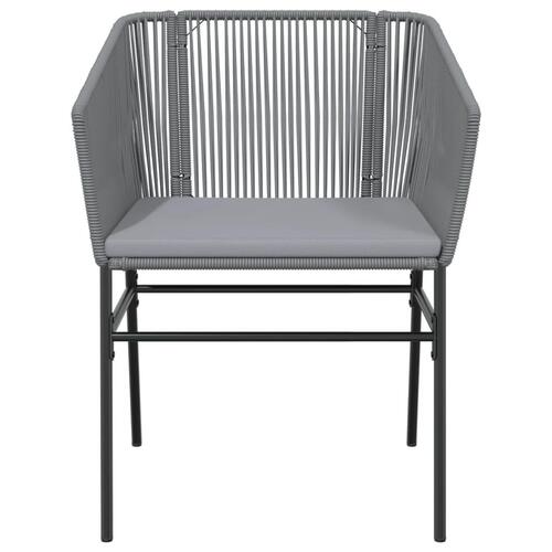 Havestole 2 stk. med hynder polyrattan grå