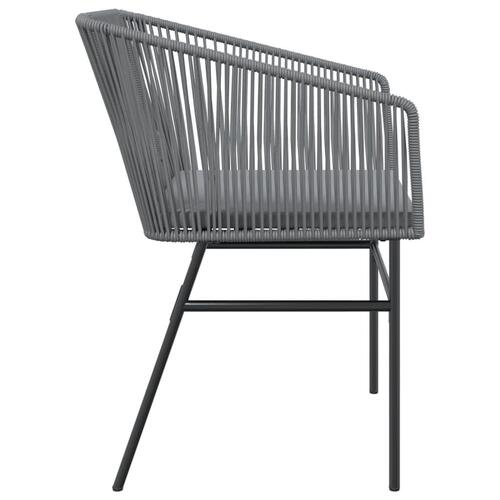 Havestole 2 stk. med hynder polyrattan grå