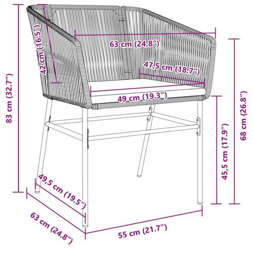 Havestole 2 stk. med hynder polyrattan grå