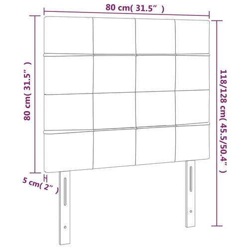 Sengegavl med LED-lys 80x5x118/128 cm stof mørkegrå