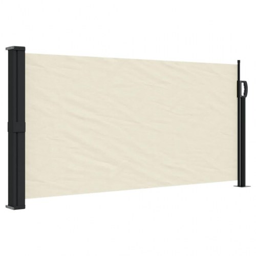 Sidemarkise 100 × 300 cm - sammenrullelig, cremefarvet privatlivsskærm