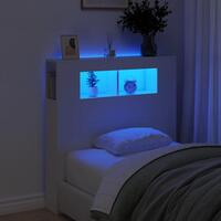 Sengegavl med LED-lys 100x18,5x103,5 cm konstrueret træ hvid
