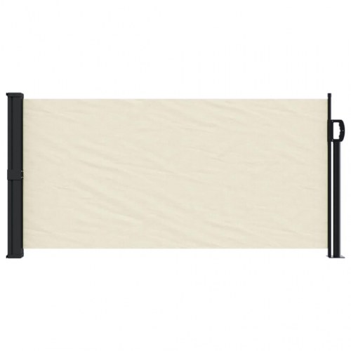 Sidemarkise 100 × 300 cm - sammenrullelig, cremefarvet privatlivsskærm