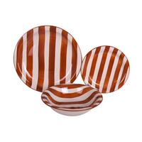 Spisestel Home ESPRIT Rød Stentøj Striber Middelhavet 26,5 x 26,5 x 3 cm 18 Dele