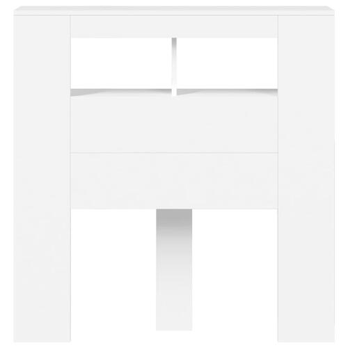 Sengegavl med LED-lys 100x18,5x103,5 cm konstrueret træ hvid