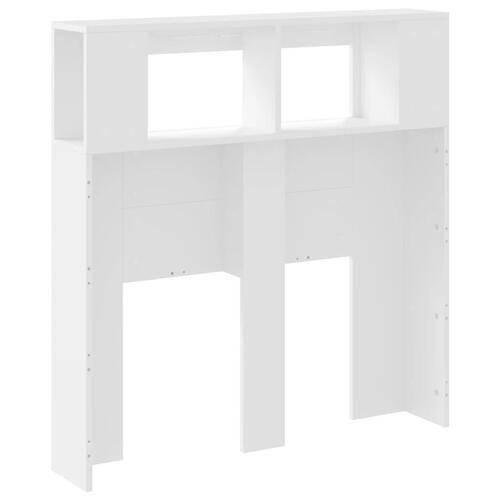 Sengegavl med LED-lys 100x18,5x103,5 cm konstrueret træ hvid
