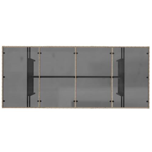 Havebord med glastop 190x80x75 cm polyrattan beige