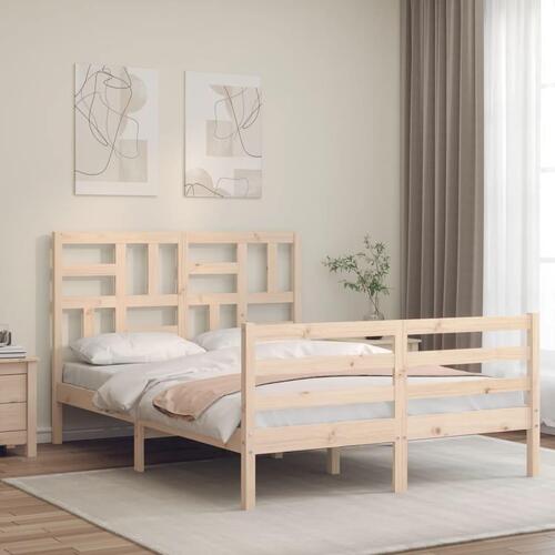 Sengeramme med sengegavl 140x190 cm massivt træ