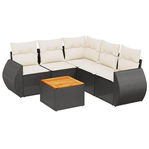 Sofasæt til haven 6 dele med hynder polyrattan sort