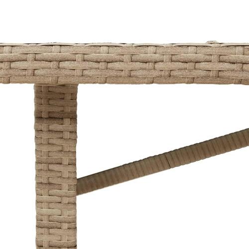 Havebord med glastop 190x80x75 cm polyrattan beige