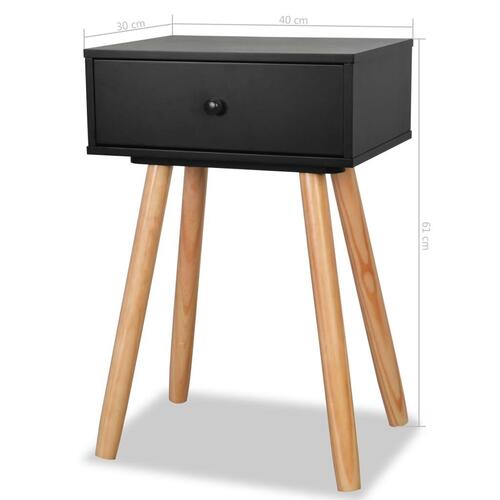 Sengebord 2 stk. massivt fyrretræ 40 x 30 x 61 cm sort