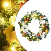 Julekrans med LED-lys 60 cm PVC grøn