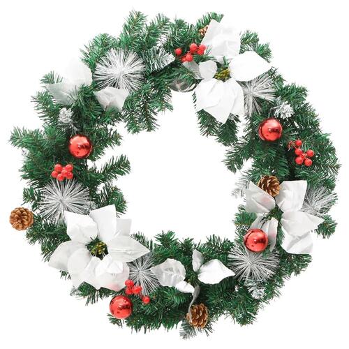 Julekrans med LED-lys 60 cm PVC grøn