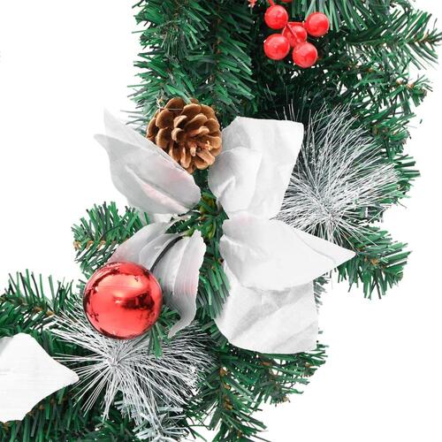 Julekrans med LED-lys 60 cm PVC grøn