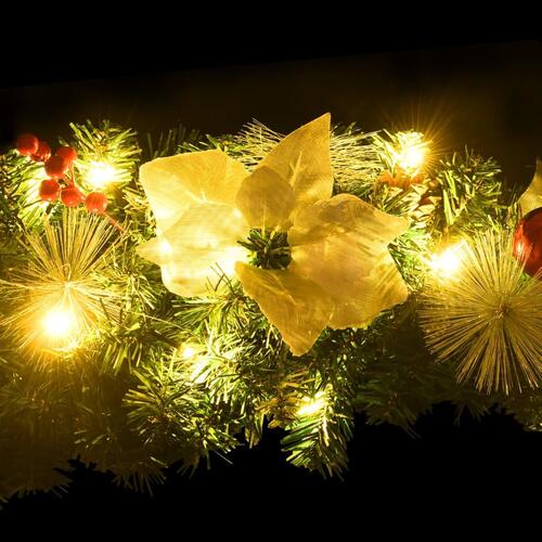 Julekrans med LED-lys 60 cm PVC grøn