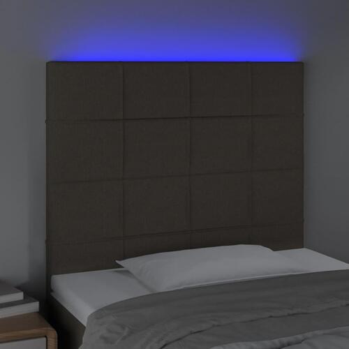 Sengegavl med LED-lys 80x5x118/128 cm stof gråbrun